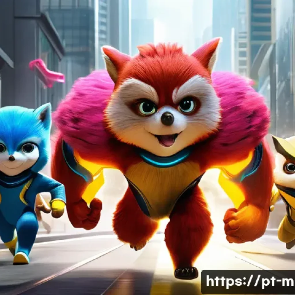 미니특공대 글로벌 방영 현황 - A dynamic, full-body shot of the Mini Force team (Volt, the blue squirrel; Lucy, the pink fox; Max, ...